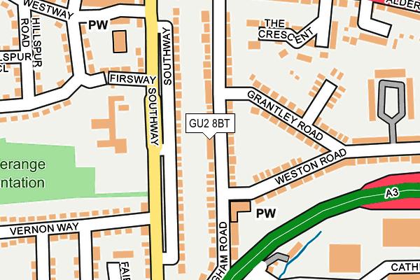 GU2 8BT map - OS OpenMap – Local (Ordnance Survey)