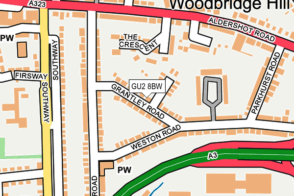 GU2 8BW map - OS OpenMap – Local (Ordnance Survey)