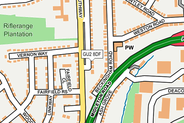 GU2 8DF map - OS OpenMap – Local (Ordnance Survey)