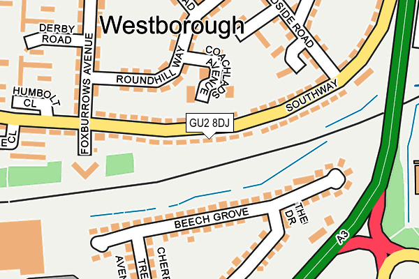 GU2 8DJ map - OS OpenMap – Local (Ordnance Survey)