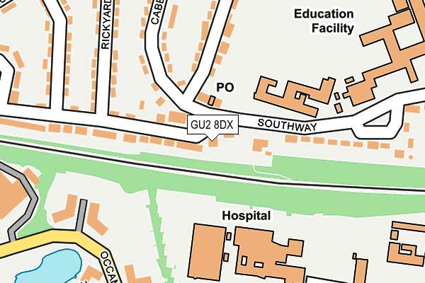 GU2 8DX map - OS OpenMap – Local (Ordnance Survey)
