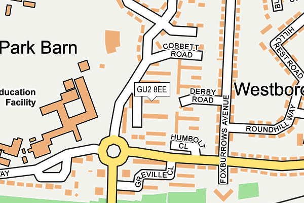 GU2 8EE map - OS OpenMap – Local (Ordnance Survey)