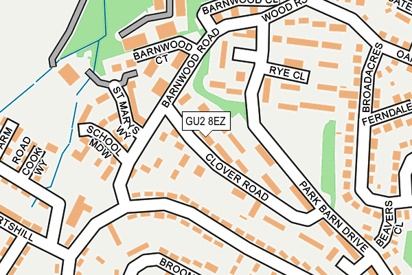 GU2 8EZ map - OS OpenMap – Local (Ordnance Survey)