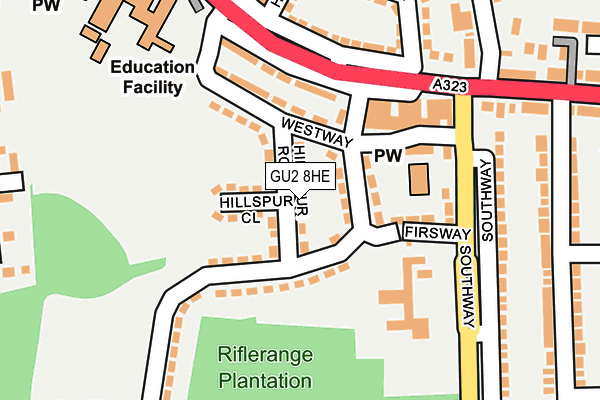 GU2 8HE map - OS OpenMap – Local (Ordnance Survey)