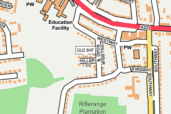 GU2 8HF map - OS OpenMap – Local (Ordnance Survey)