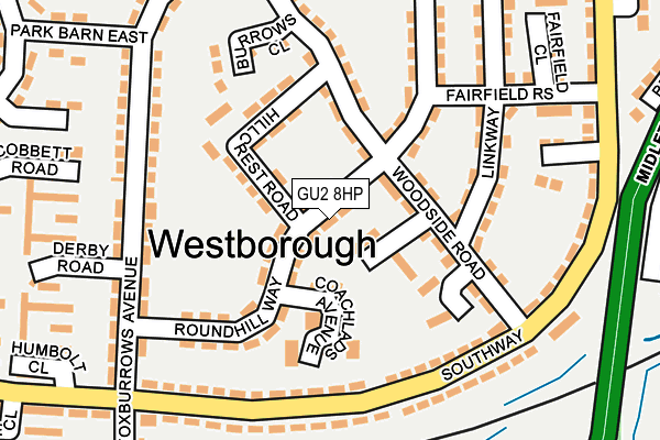 GU2 8HP map - OS OpenMap – Local (Ordnance Survey)