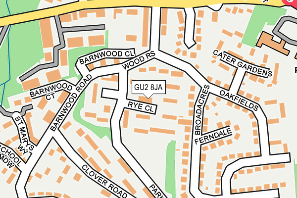 GU2 8JA map - OS OpenMap – Local (Ordnance Survey)