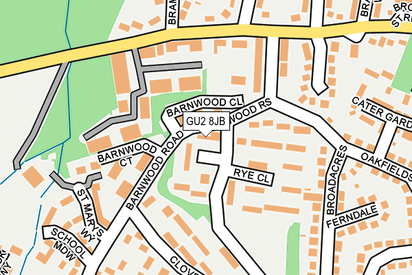 GU2 8JB map - OS OpenMap – Local (Ordnance Survey)
