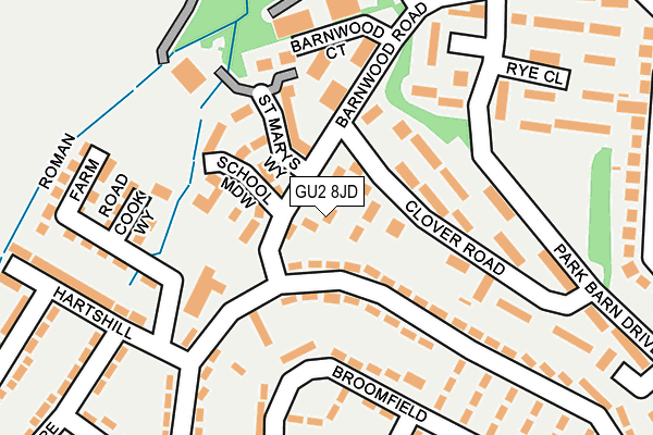 GU2 8JD map - OS OpenMap – Local (Ordnance Survey)