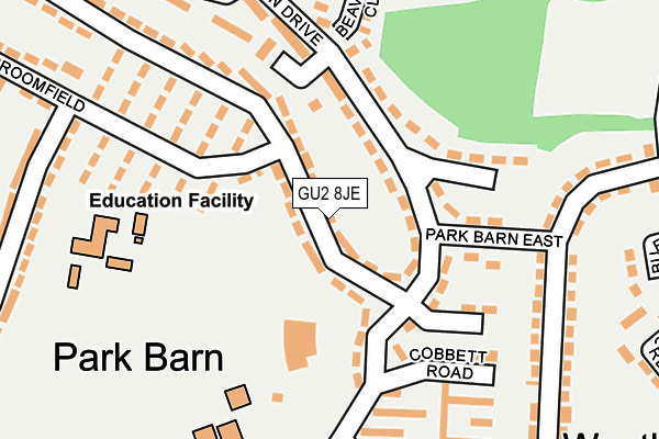 GU2 8JE map - OS OpenMap – Local (Ordnance Survey)