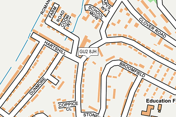 GU2 8JH map - OS OpenMap – Local (Ordnance Survey)