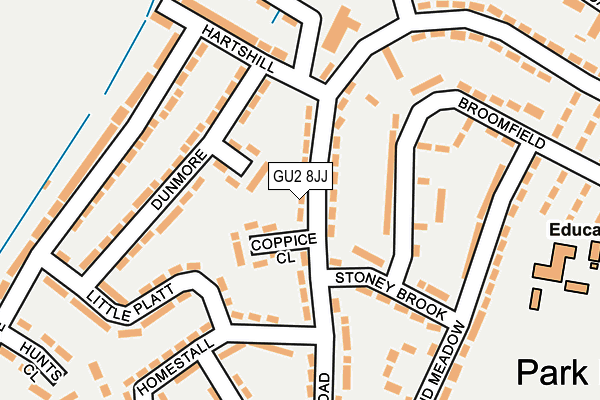 GU2 8JJ map - OS OpenMap – Local (Ordnance Survey)