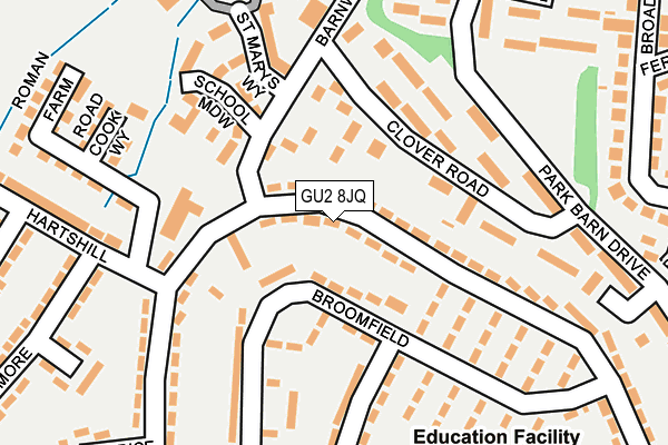 GU2 8JQ map - OS OpenMap – Local (Ordnance Survey)