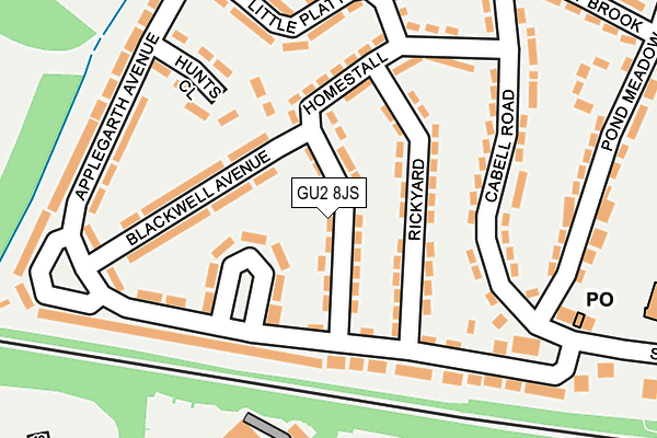 GU2 8JS map - OS OpenMap – Local (Ordnance Survey)