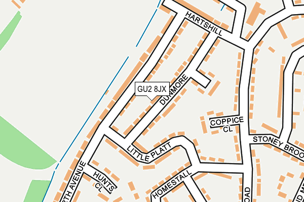 GU2 8JX map - OS OpenMap – Local (Ordnance Survey)