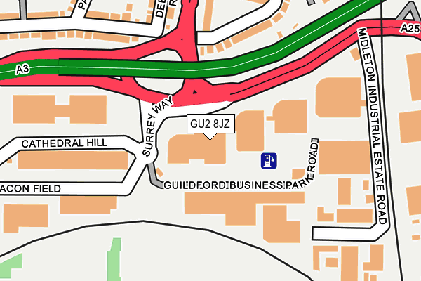 GU2 8JZ map - OS OpenMap – Local (Ordnance Survey)