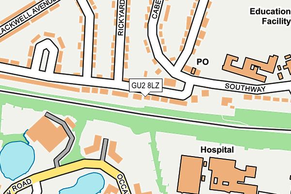GU2 8LZ map - OS OpenMap – Local (Ordnance Survey)