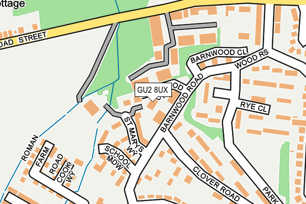 GU2 8UX map - OS OpenMap – Local (Ordnance Survey)