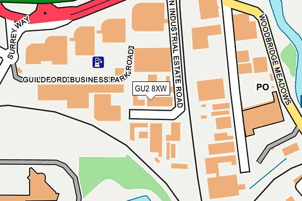 GU2 8XW map - OS OpenMap – Local (Ordnance Survey)