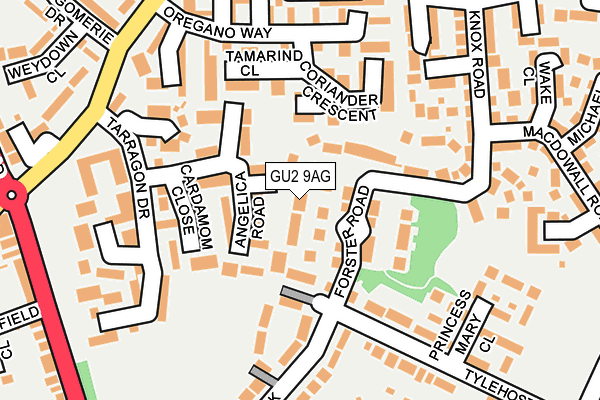 GU2 9AG map - OS OpenMap – Local (Ordnance Survey)