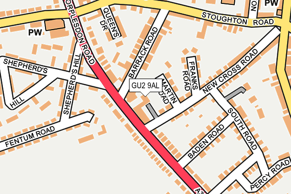 GU2 9AL map - OS OpenMap – Local (Ordnance Survey)