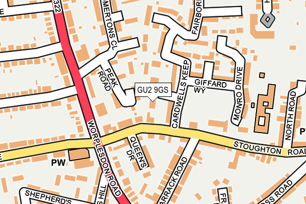 GU2 9GS map - OS OpenMap – Local (Ordnance Survey)