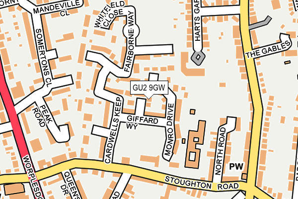 GU2 9GW map - OS OpenMap – Local (Ordnance Survey)