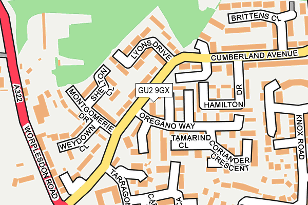GU2 9GX map - OS OpenMap – Local (Ordnance Survey)