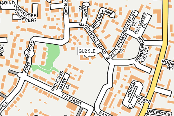 GU2 9LE map - OS OpenMap – Local (Ordnance Survey)