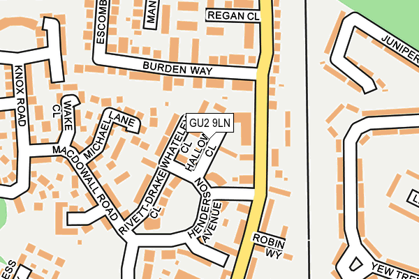 GU2 9LN map - OS OpenMap – Local (Ordnance Survey)