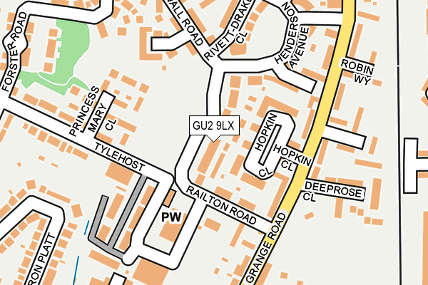GU2 9LX map - OS OpenMap – Local (Ordnance Survey)