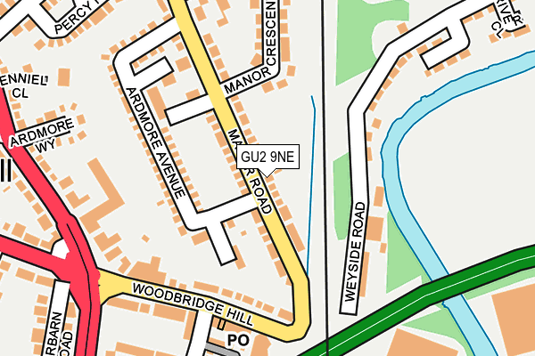 GU2 9NE map - OS OpenMap – Local (Ordnance Survey)