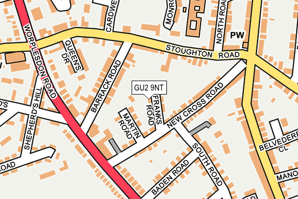 GU2 9NT map - OS OpenMap – Local (Ordnance Survey)