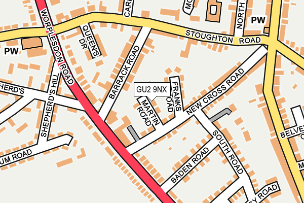 GU2 9NX map - OS OpenMap – Local (Ordnance Survey)