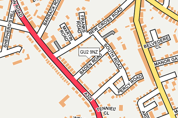 GU2 9NZ map - OS OpenMap – Local (Ordnance Survey)