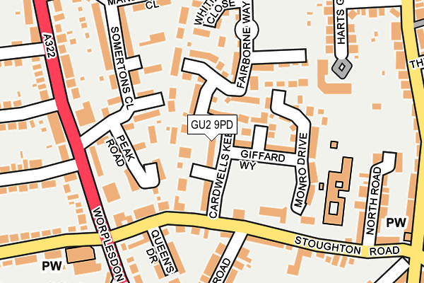 GU2 9PD map - OS OpenMap – Local (Ordnance Survey)