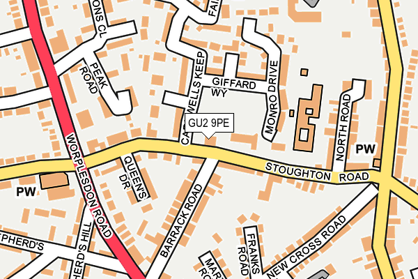 GU2 9PE map - OS OpenMap – Local (Ordnance Survey)