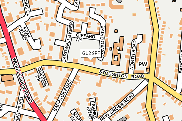 GU2 9PF map - OS OpenMap – Local (Ordnance Survey)