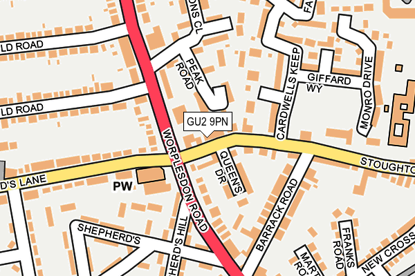 GU2 9PN map - OS OpenMap – Local (Ordnance Survey)
