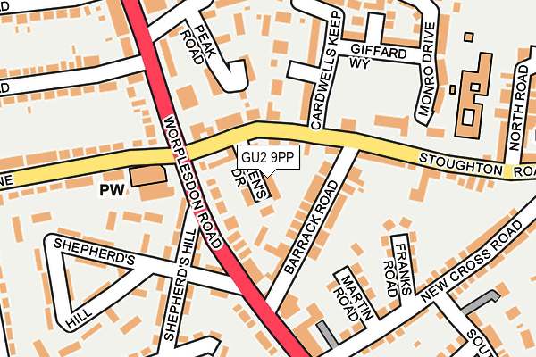 GU2 9PP map - OS OpenMap – Local (Ordnance Survey)