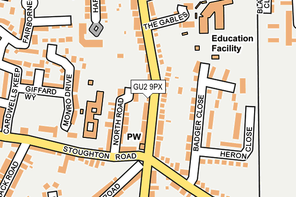 GU2 9PX map - OS OpenMap – Local (Ordnance Survey)