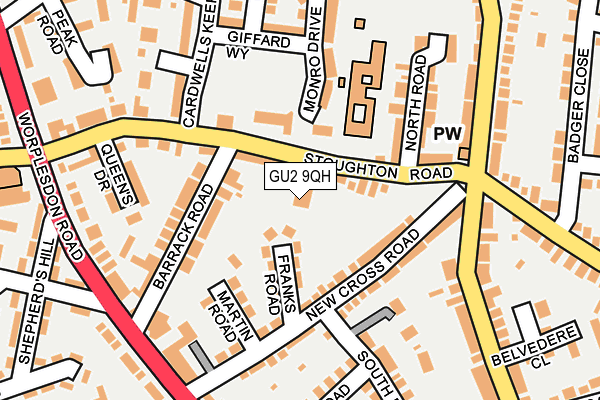 GU2 9QH map - OS OpenMap – Local (Ordnance Survey)