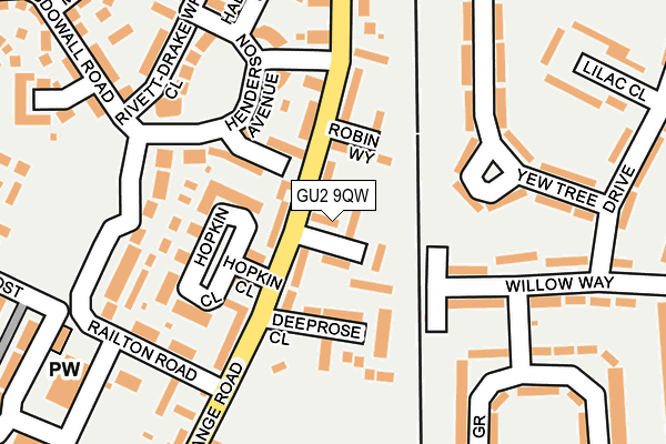 GU2 9QW map - OS OpenMap – Local (Ordnance Survey)
