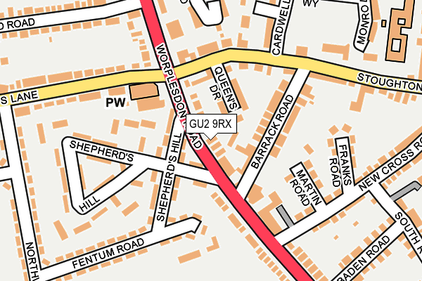 GU2 9RX map - OS OpenMap – Local (Ordnance Survey)