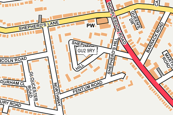 GU2 9RY map - OS OpenMap – Local (Ordnance Survey)