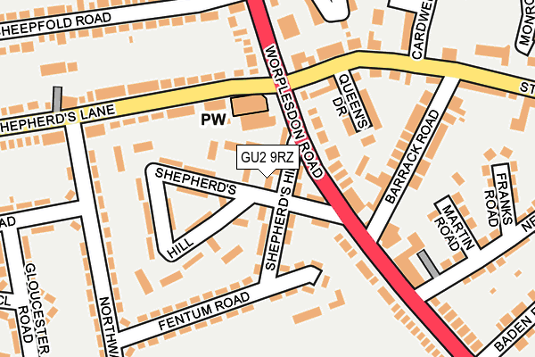 GU2 9RZ map - OS OpenMap – Local (Ordnance Survey)