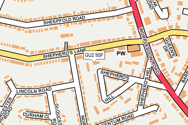 GU2 9SF map - OS OpenMap – Local (Ordnance Survey)
