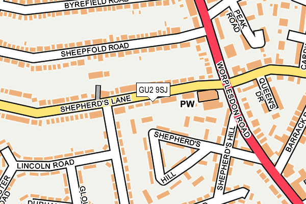 GU2 9SJ map - OS OpenMap – Local (Ordnance Survey)