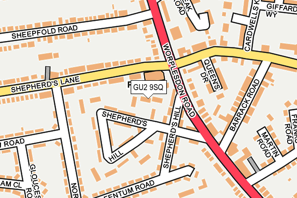 GU2 9SQ map - OS OpenMap – Local (Ordnance Survey)