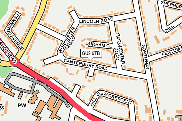 GU2 9TB map - OS OpenMap – Local (Ordnance Survey)